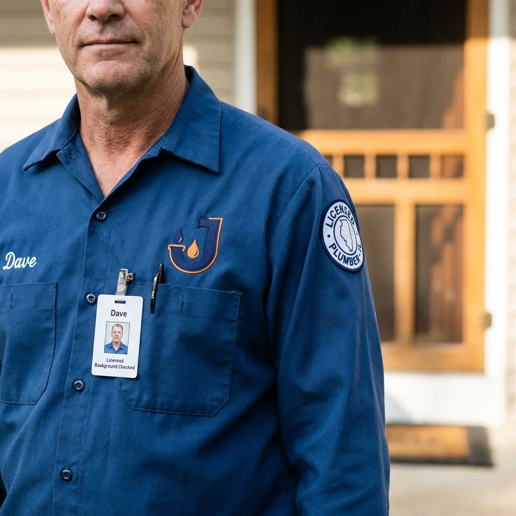 Licensed plumber showing ID badge in Simi Valley, CA