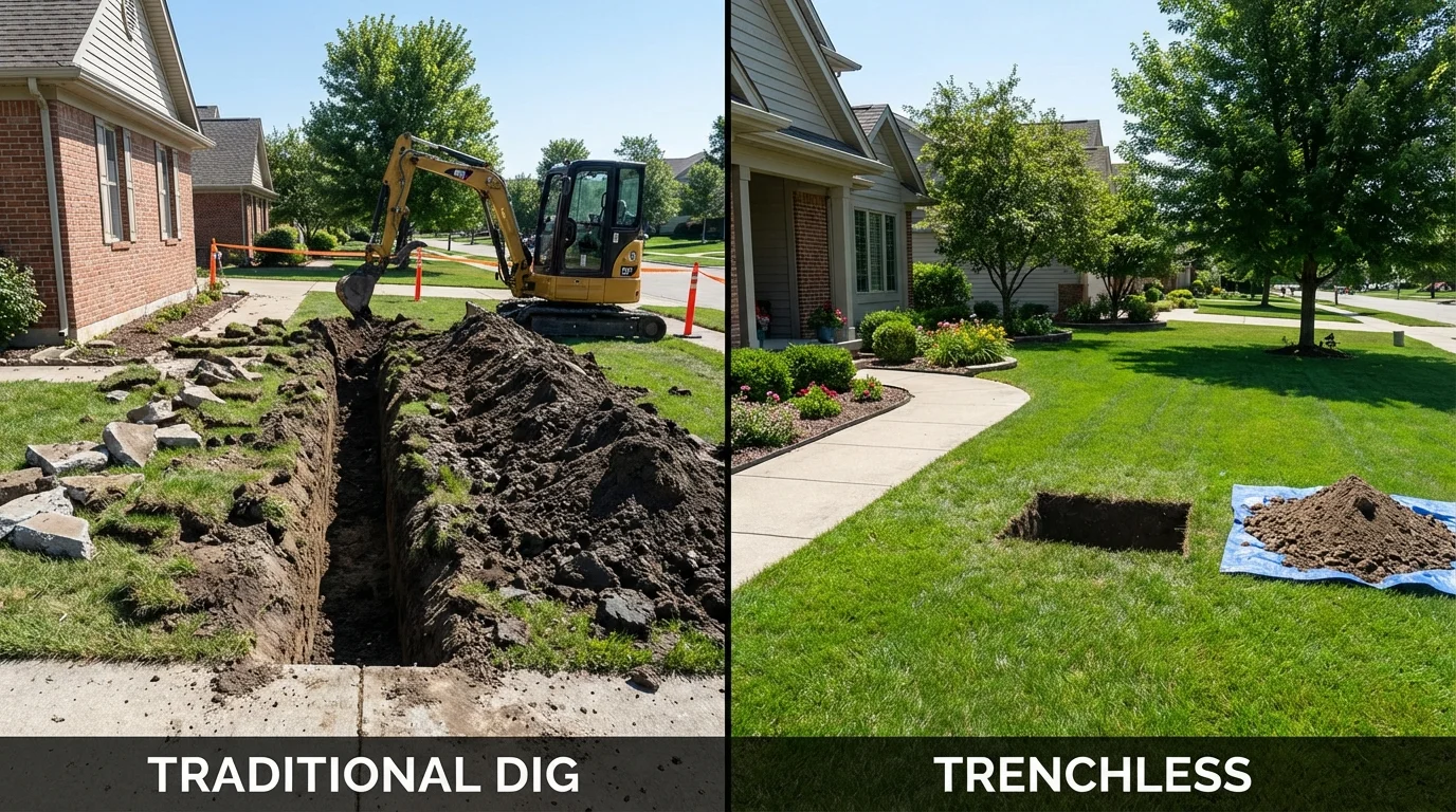 Trenchless sewer repair with minimal yard damage versus traditional excavation in Simi Valley, CA